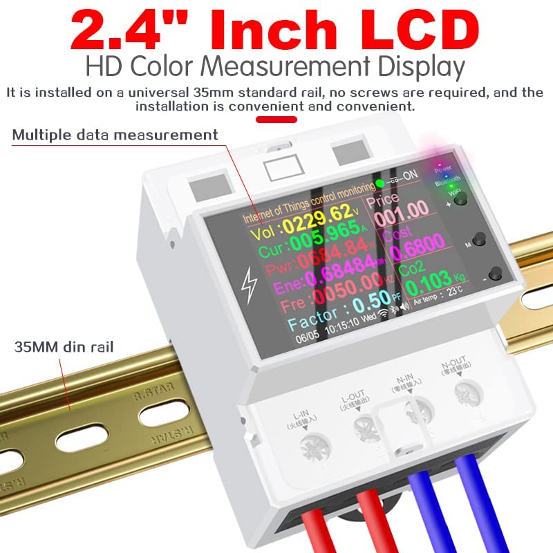 Misuratore Di Consumo Elettrico 230VAC Monofase 4P Contatore Di Energia Contatore ... - Grandado Contatore Energia - Foto 2
