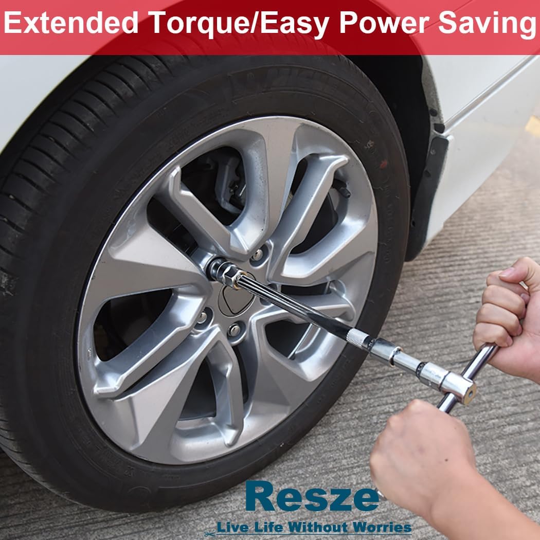 Resze 3 PCS 3/8" Drive Impact Extension Bar Set ,3"(76mm), 6"(152mm),10"(254mm) Extensions Socket Sets ,Cr-V Steel, Anti-Rust, Zero Torque Loss - Heavy-Duty for Auto/Mechanical Tools（Silver）