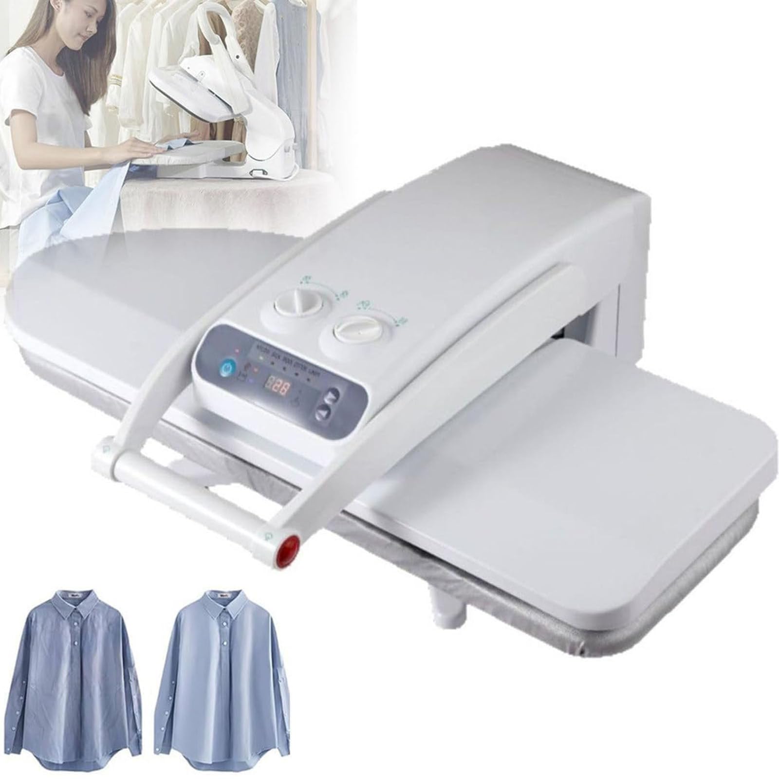 Macchina Stiro a Vapore Automatica,Serbatoio Dell'acqua 300 Ml,Impostazioni Tessuto Multipli Pressa a Vapore Intelligente Spegnimento Automatico Evitare Bruciature Secco 1800W-withoutbracket