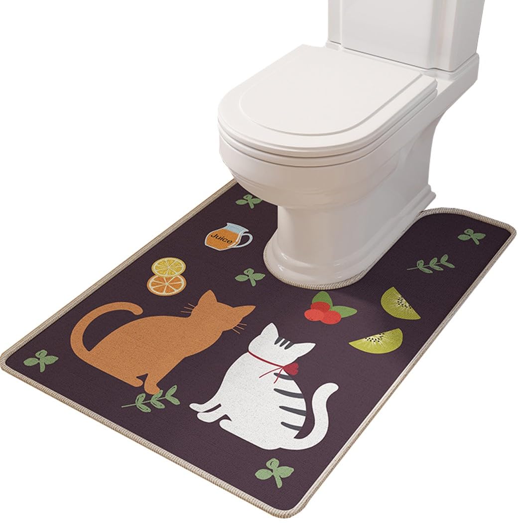 ZESLIV Toilet Mat U-Shaped Non-Slip 60x90cm Large Toilet Pedestal Mats Bathroom Mat Bath Rug for Floor Tub Shower Bathroom, Machine Washable