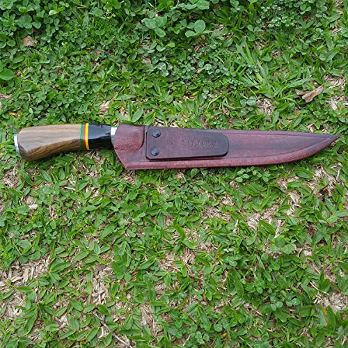 Facas Gaúcha, 1008MRS, Faca de Churrasco 8'' Inox Cabo de Madeira Chifre com Bainha