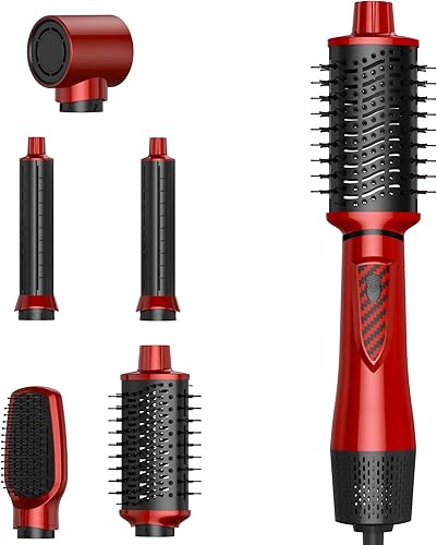5 en 1 Air Styler Rizador y Secador de Pelo, Cepillo Secador de Cabello Iónico Negativo de Baja Velocidad, Estilizador Multi Pelo, Cepillo Secador