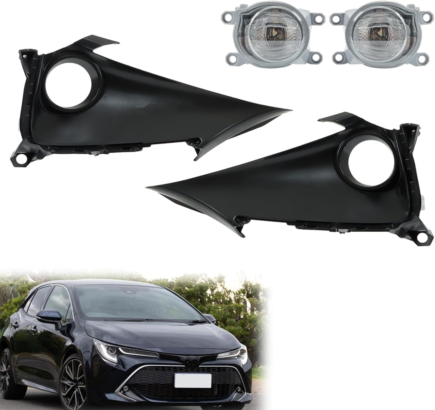 2-Pack Clear Fog Light Assembly with Bulbs Switch Wiring Kit Replacement for 2019-2021 Corolla Hatchback