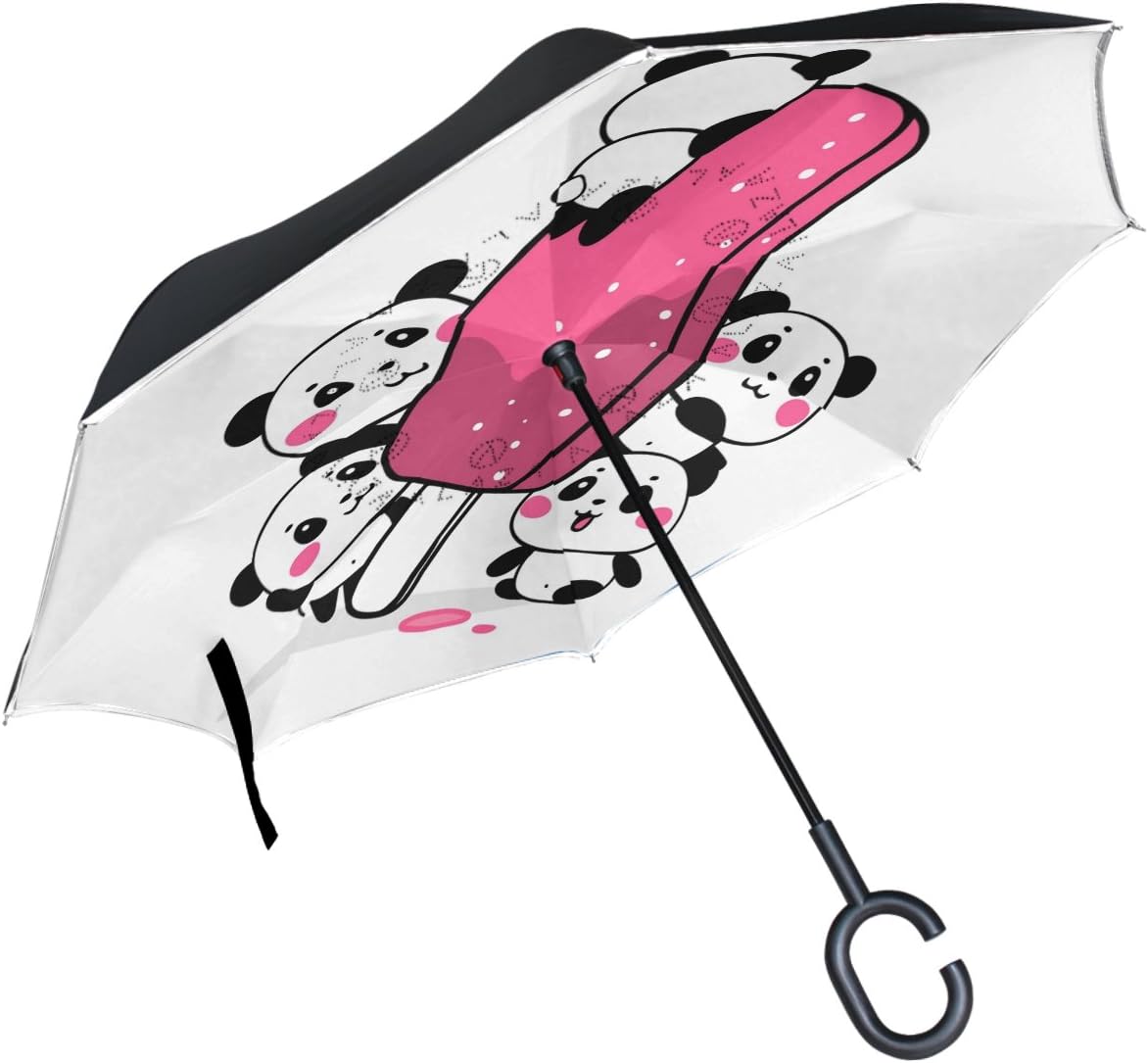 Panda Fruit Ice Cream Popsicle Inverted Double Layer Windproof Reverse Umbrella