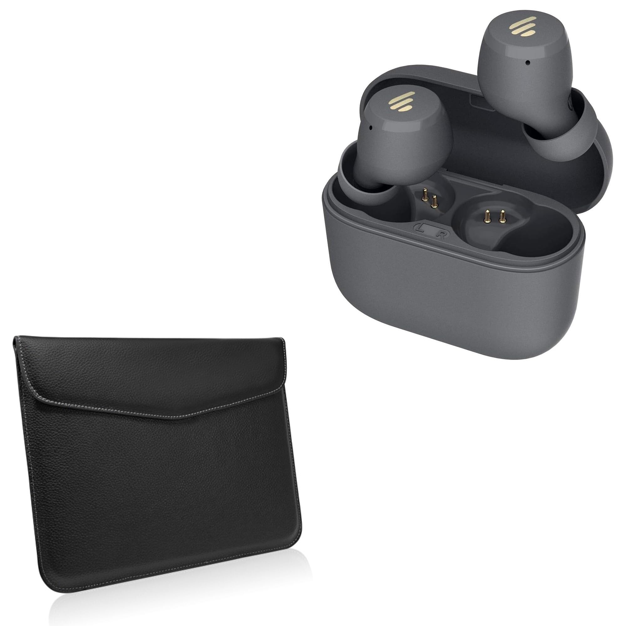 BoxWave Case Compatible with Edifier X3 - Executive Leather Pouch, Slim Leather Sleeve Cover with Soft Lining - Jet Black
