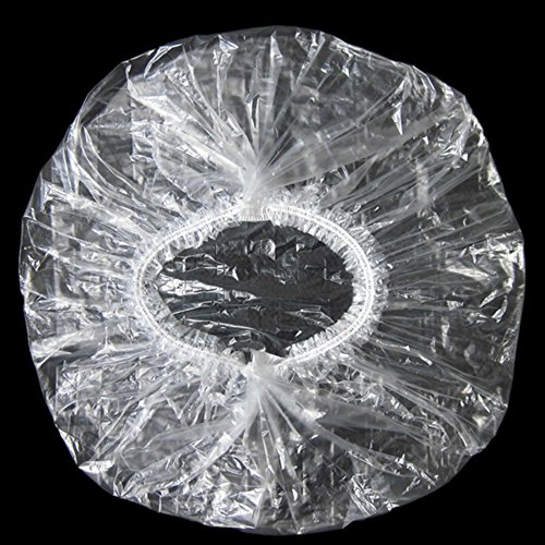 Cuffia usa e getta in plastica trasparente, per doccia, trattamento capelli, spa, uso domestico, hotel e parrucchieri, confezione da 100