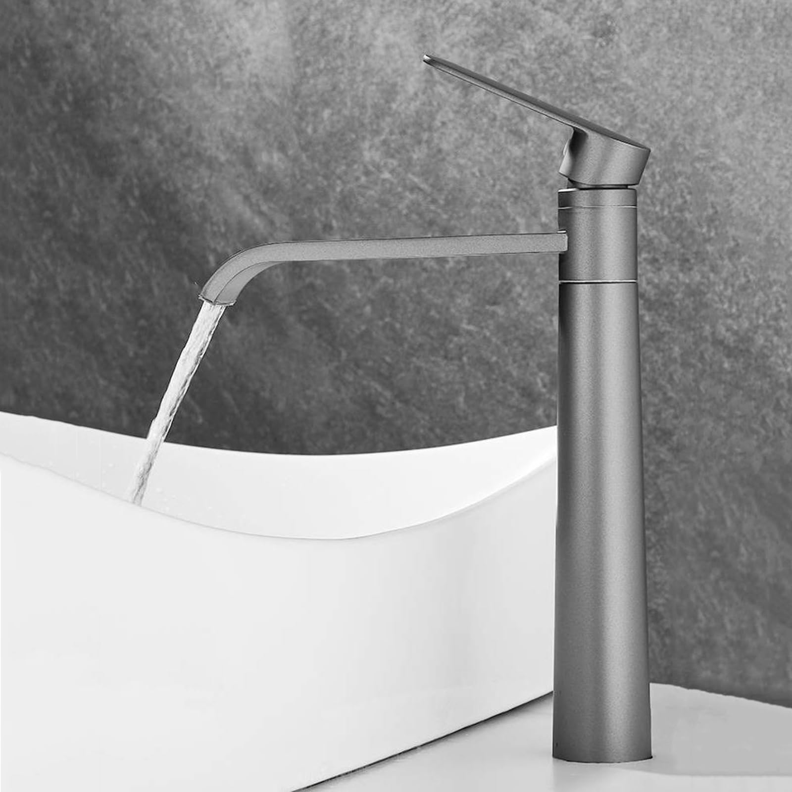 FQWNCIEG Waterfall Tall Basin Tap Counter Top Cold Water Sink Taps for Bathroom Made of Brass G1/2,Grey