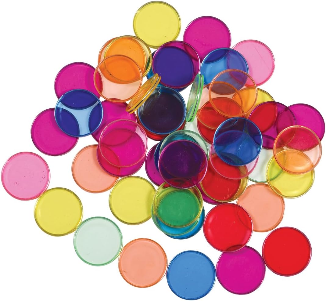 Steel-Ringed Transparent Plastic Counters -Set of 50
