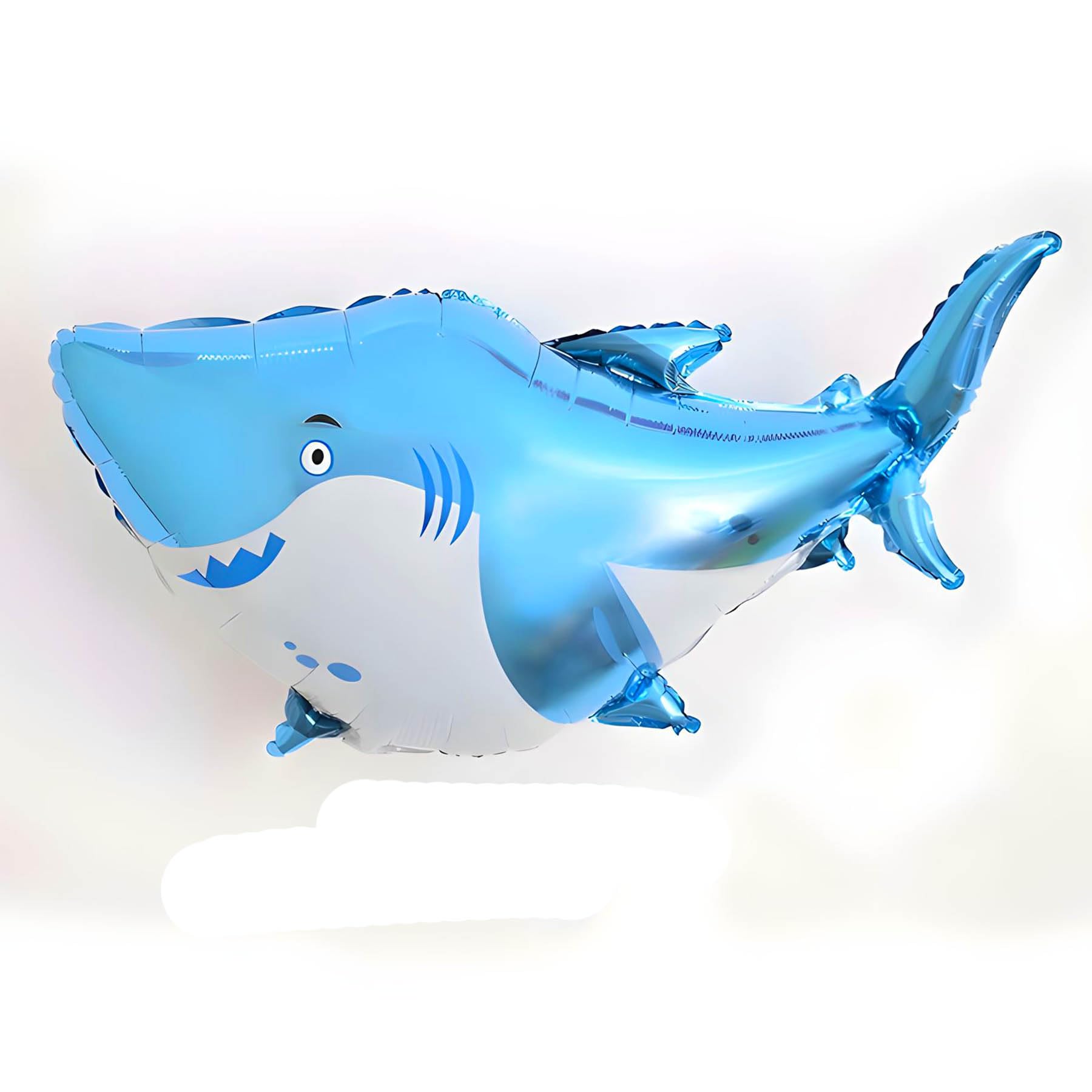 Large Foil Balloon in Animal Shape, Shark Design in Blue, Approx. 65 x 96 cm - Perfect for Children's Birthdays, Sea Theme Parties, Decorations, Gifts, Surprises and Special Occasions