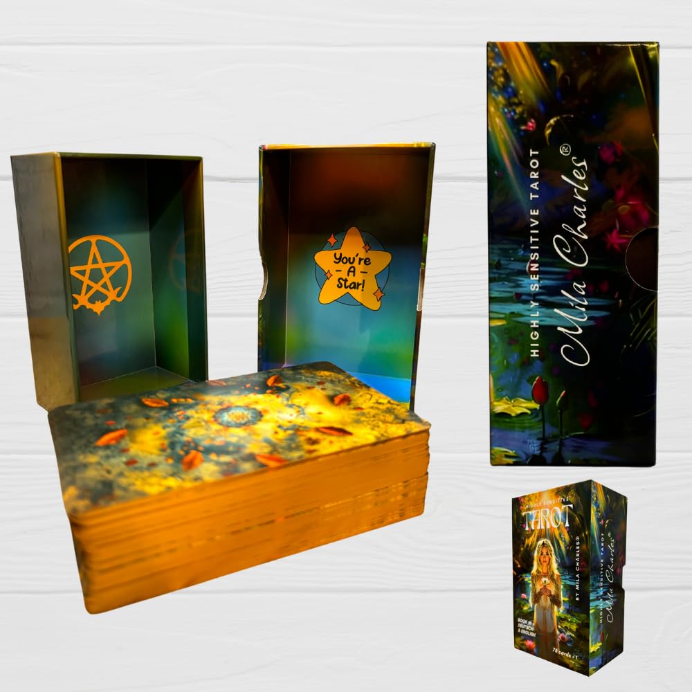 Talia Tarot Heartlight 78 kart ze złotym wykończeniem dwujęzyczna niemiecki angielski