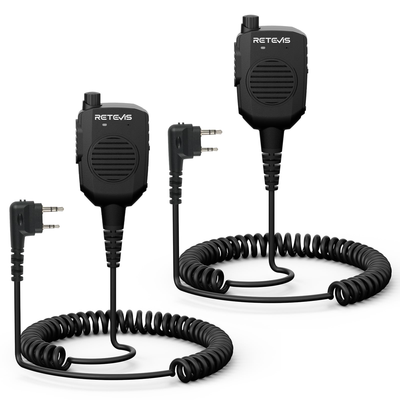 Retevis HK011 Lautsprecher mit Mikrofon, KI-Rauschunterdrückung, 3,5-mm-Klinke, IP54, kompatibel mit Baofeng UV-5R, BF-88E, RT24, RT27, RT668, H777 eSynic, Jucjet (2 Stück)