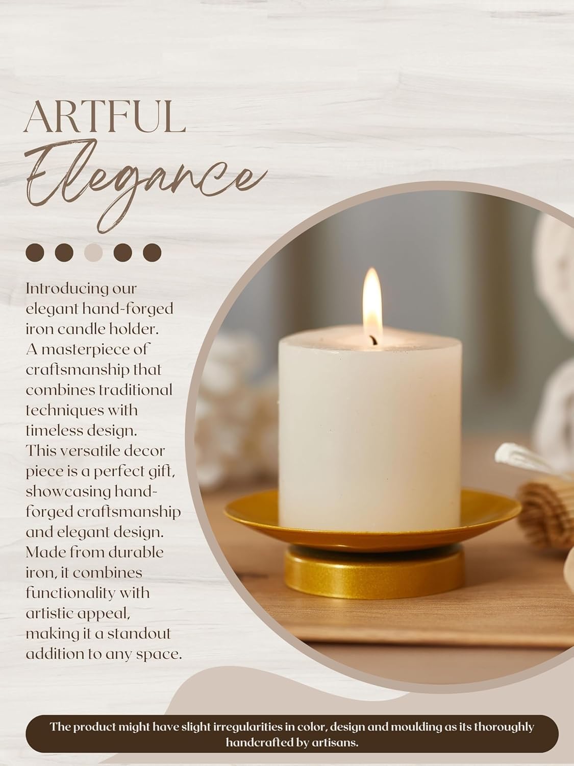 Home4Decor Candle Holder Plate for Pillar Candles Tealights LED Wax Candle Pedestal Candle Stand Christmas Decoration Items for Home - Christmas Decor (4, Gold) 3