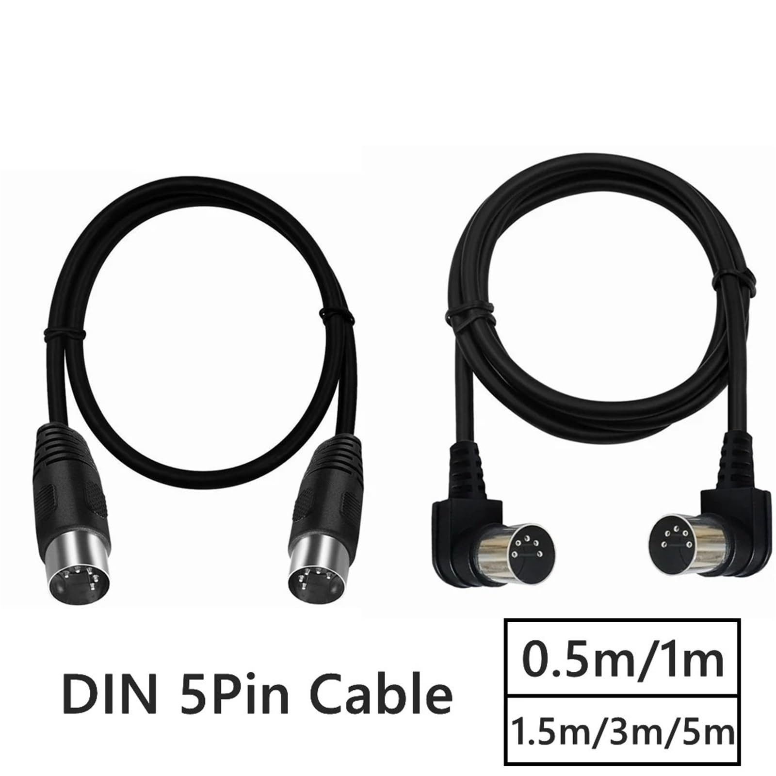 0.5M-5M 90 degrés MIDI DIN 5PIN mâle à mâle prise 5 broches DIN Audio Extension mâle femelle à femelle câble cordon din-5pin M/M câble(Double Right 5pin,3m)