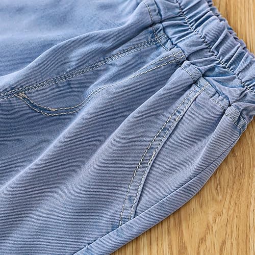 Pearl Bowknot Denim Jeans for Girls Kids Straight Elastic Waist Denim Jeans Casual Comfy Cotton Fall Winter Pant4