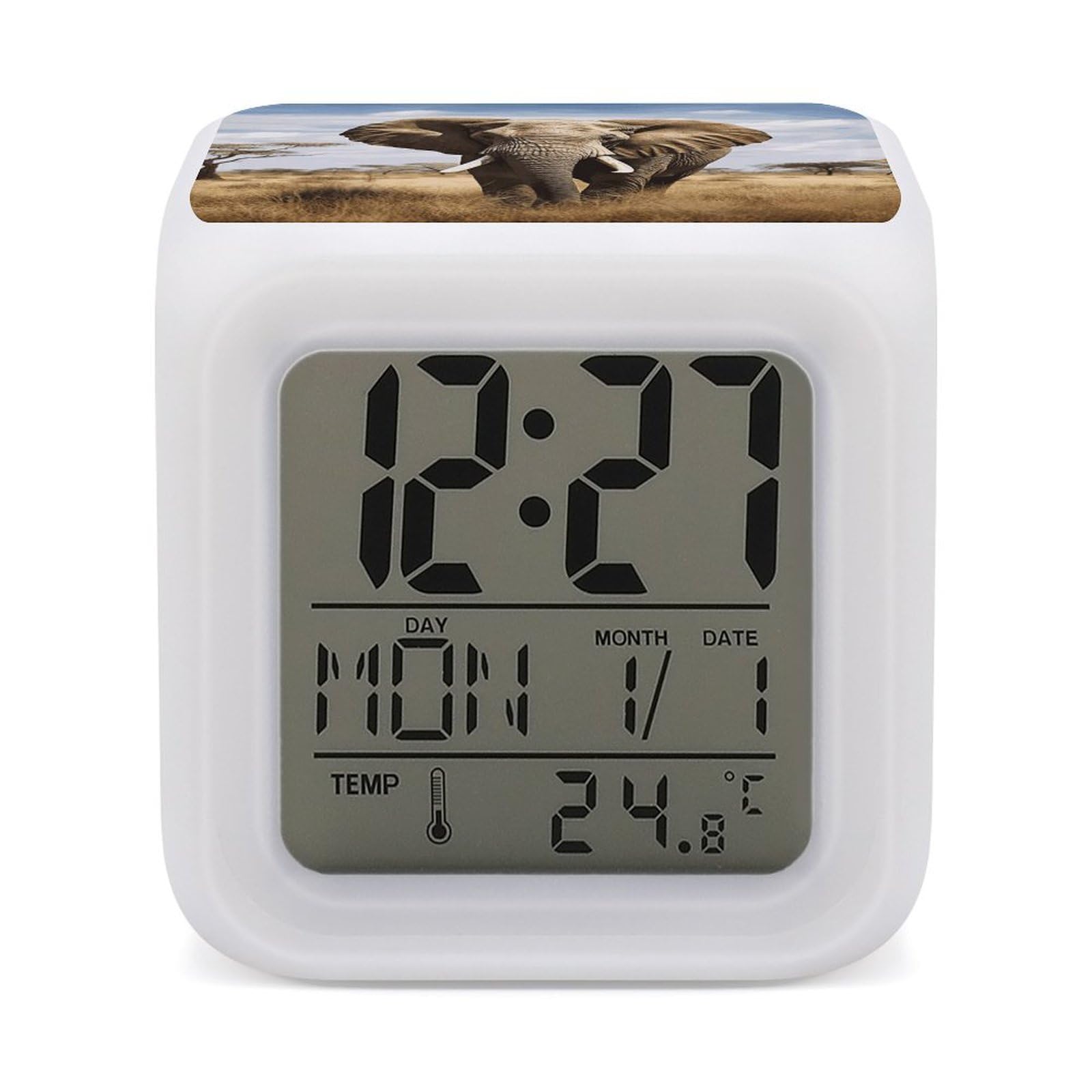 VstaDank Elephant Alarm Clock Alarm Clock with 7 Color Changing Digital Clocks for Bedrooms Sleep Training Clocks with Large Display for Office Kitchen Living Room