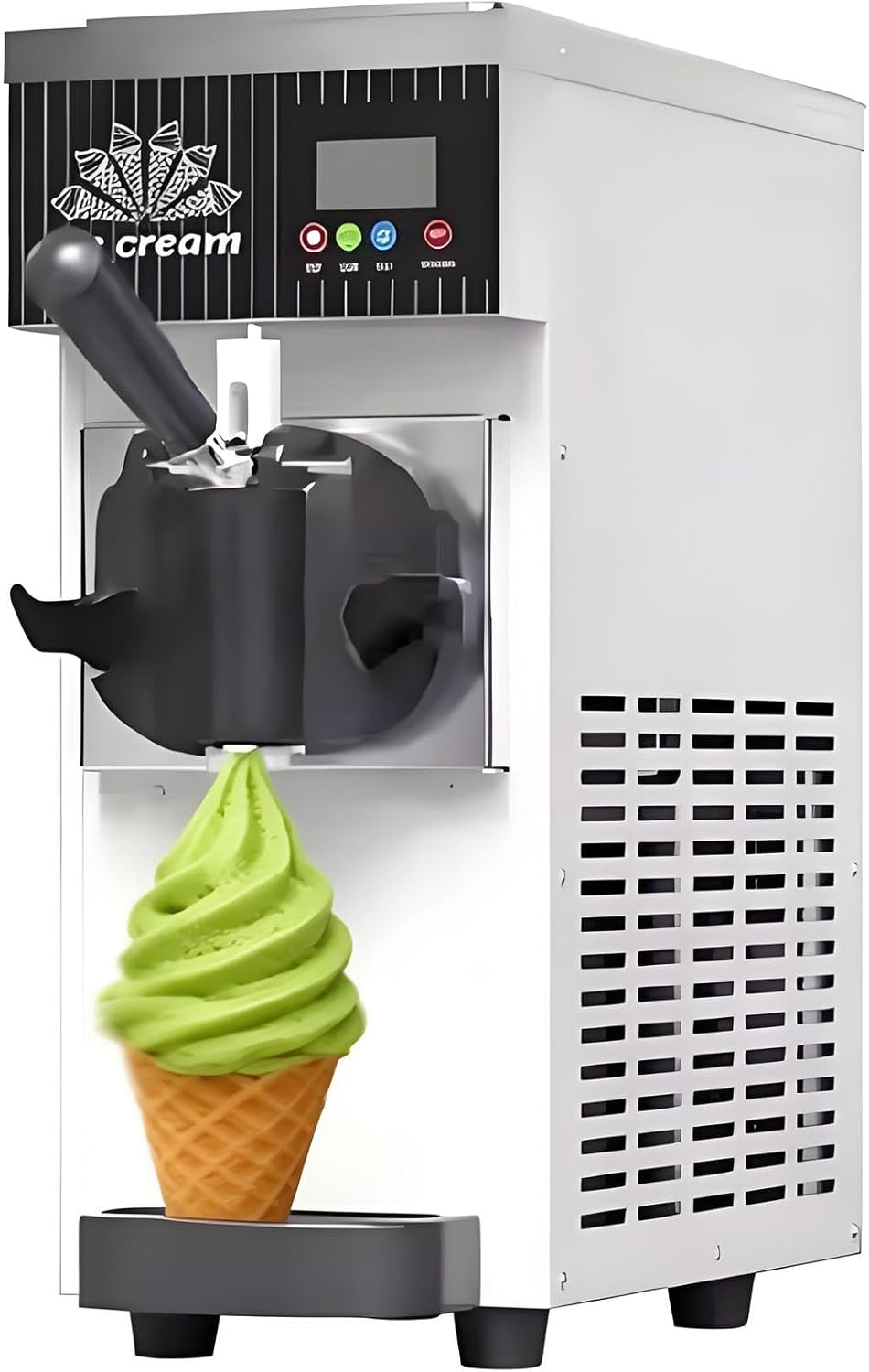 450W Single Flavor Commercial Soft Ice Cream Maker,Soft Serve Ice Cream Machine,with LED Display,Auto Clean Soft Serve Maker,Tabletop Ice Cream Machine White