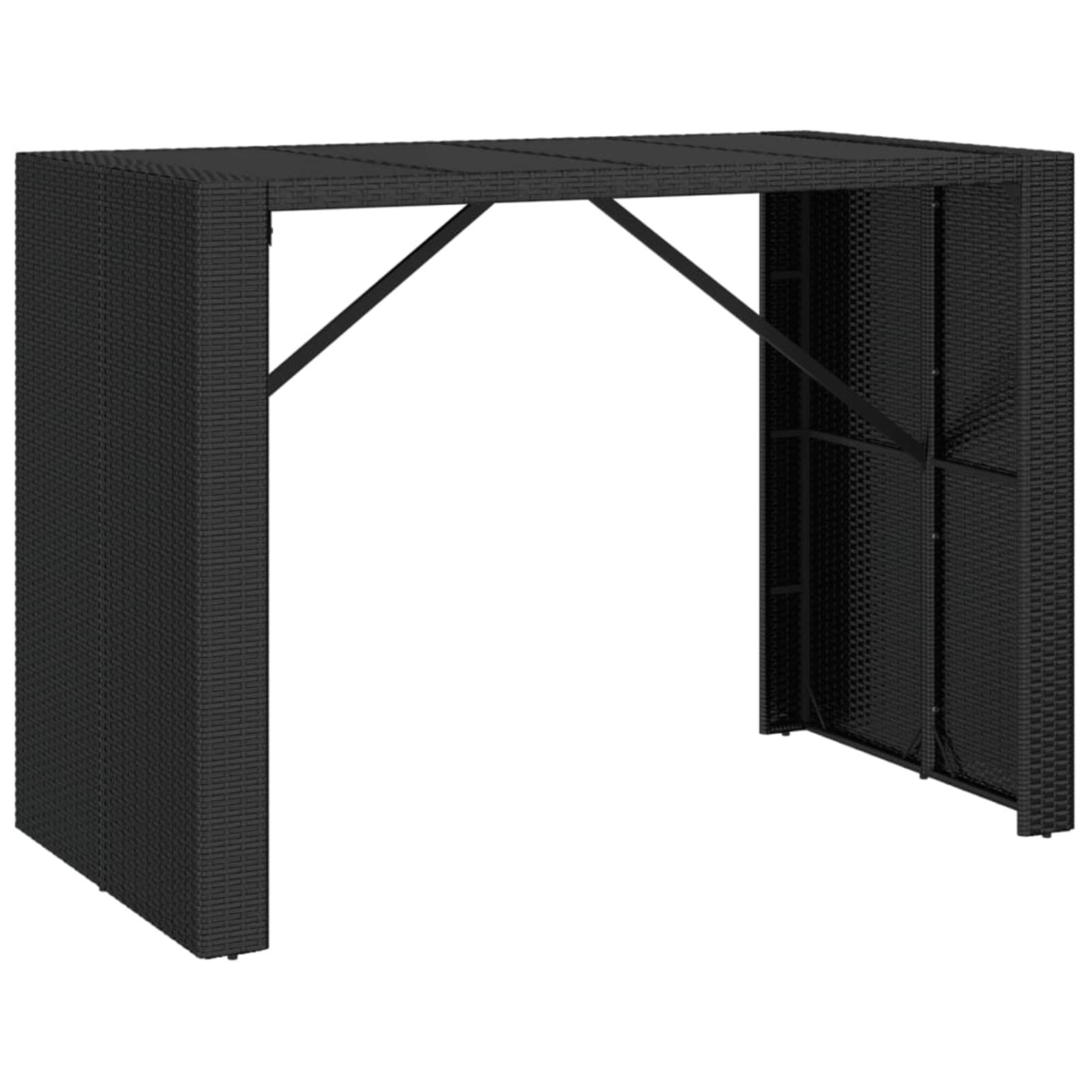GuyAna Tavolo Bar con Piano in Vetro Nero 145x80x110 cm Polyrattan,Mobili,Mobili da Giardino,Tavoli da Giardino(SPU:362597)