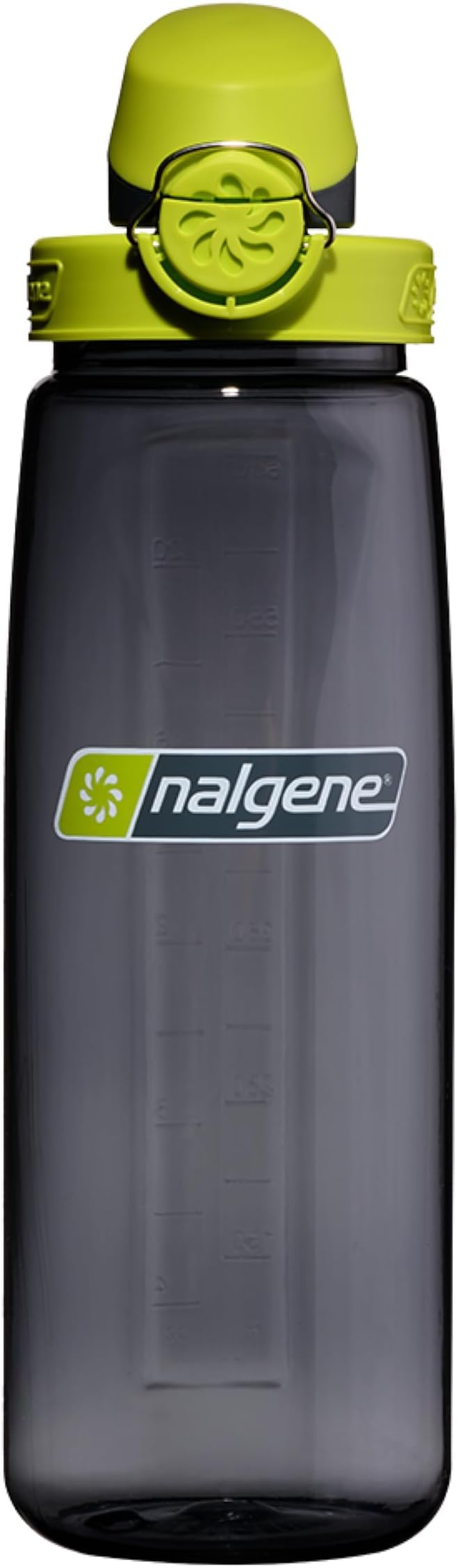 Nalgene 24 oz On The Fly Lock-Top Water Bottle, Charcoal w/Lime (Pack of 6)