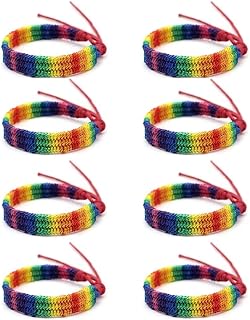 8Pcs Pride Bracelet Rainbow LGBT Pride Bracelet for Lesbian Gay Bisexual Gay Pride Bracelet Adjustable Gat Bisexual Bracelets Pack for Men Women