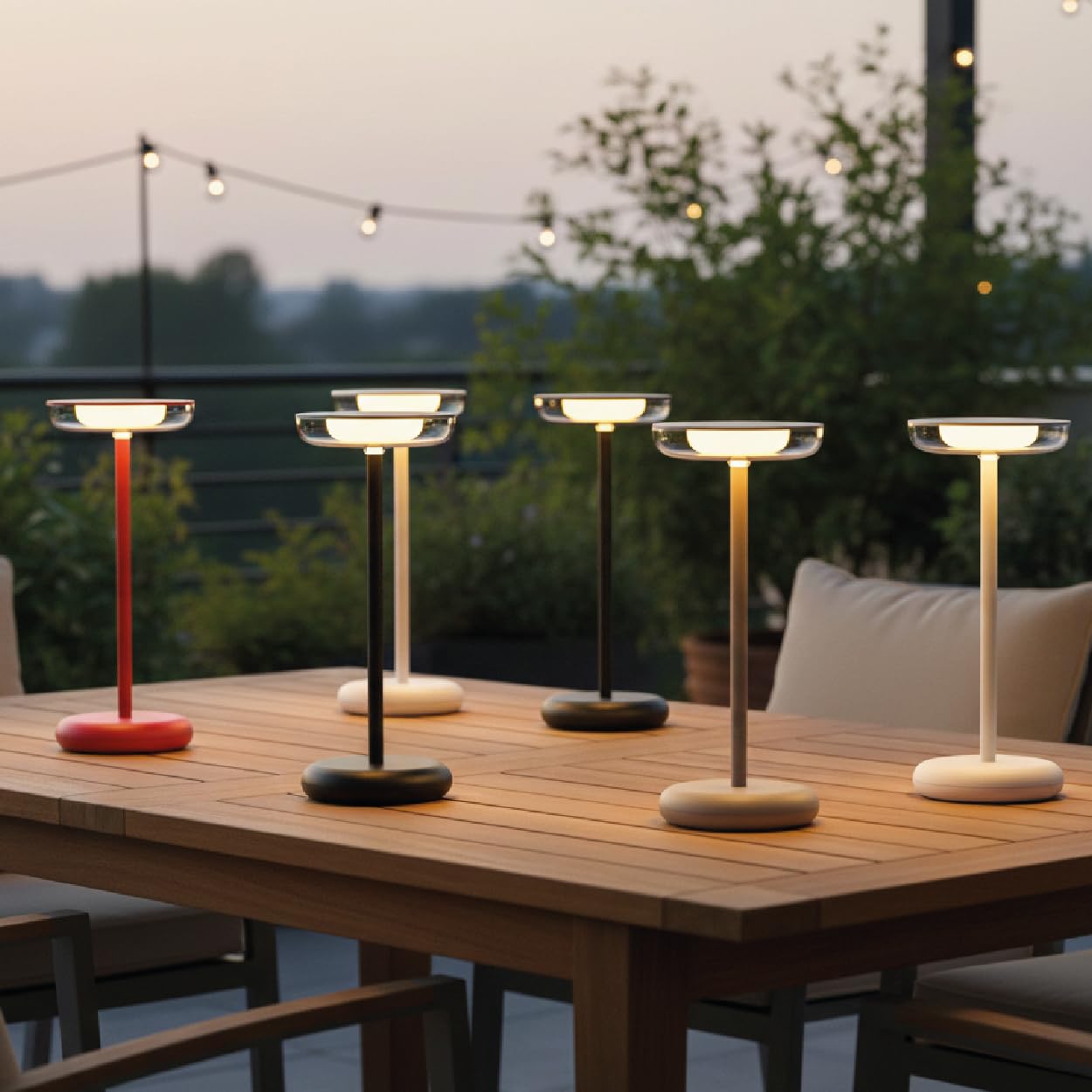 Luxus Kabellose Tischlampe Mykonos - 2er-Set - Bordeauxrot - Greece Nights - Tischlampe für den Außenbereich - Campinglampe - Wasserdicht - Wiederaufladbar - Akku - Dimmbar