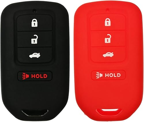 Alegender - Funda protectora de caucho, 4 botones,soporte para llavero (no incluido), para entrada remota inteligente sin llaves,para Honda Civic EX