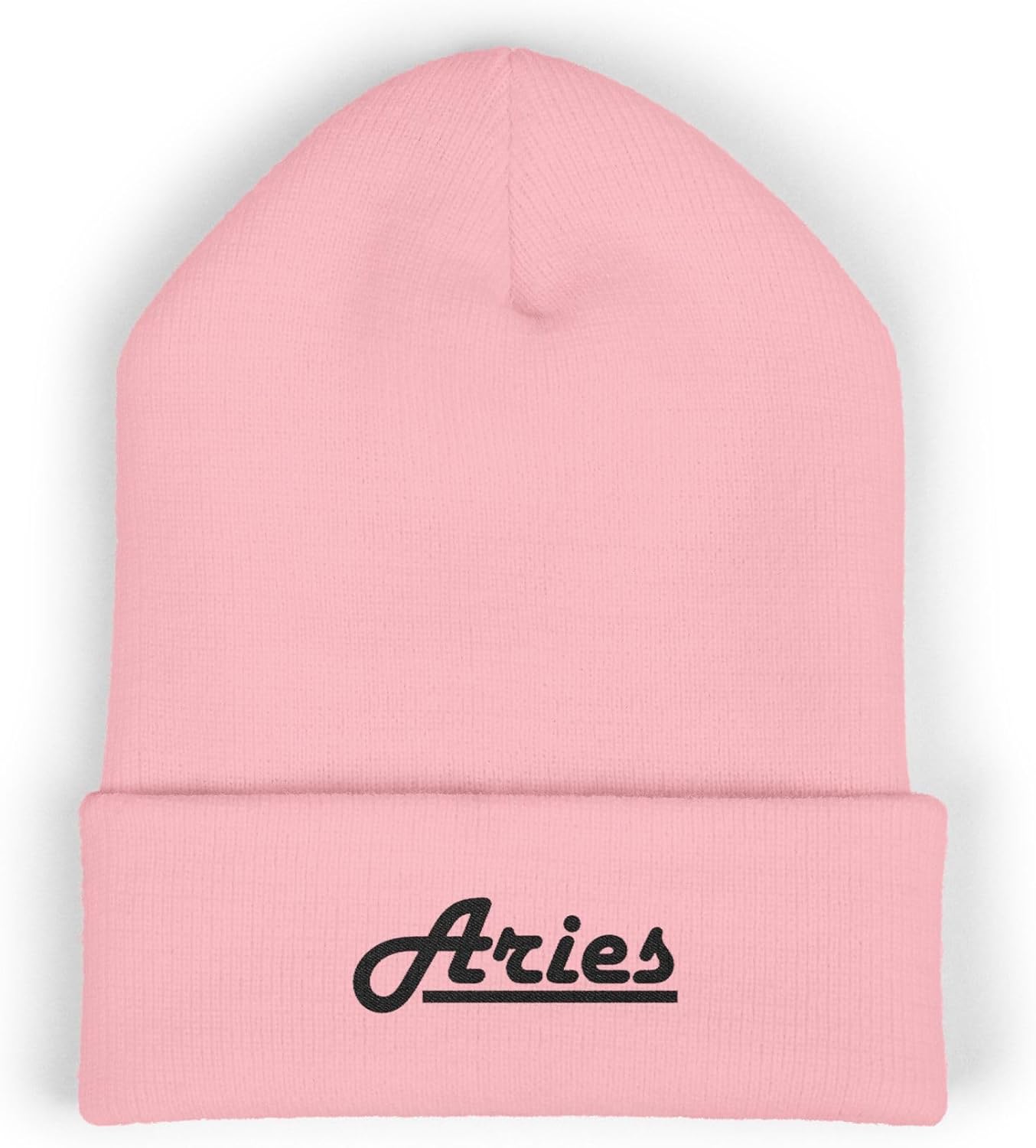 Premium Classic Cuffed Beanie Hat - 'Aries' Embroidery Message