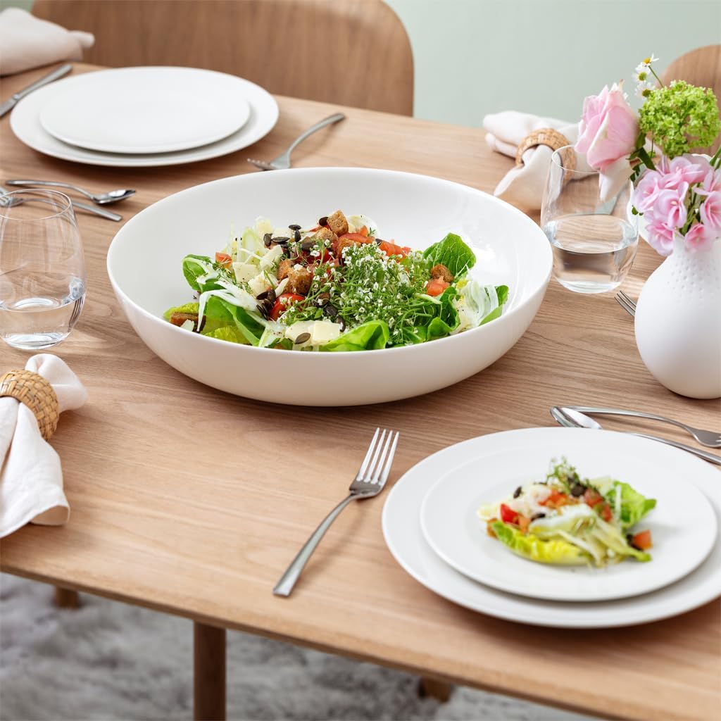 Villeroy & Boch For Me Shallow Round Vegetable Bowl, 7.5 in, Premium Porcelain, White