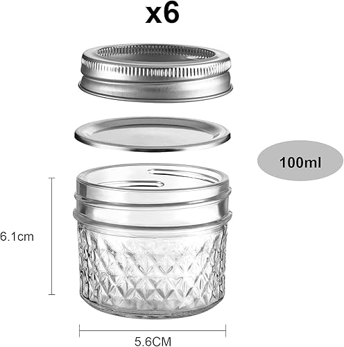 Miniatura 2 de Mason Jars - Tarros herméticos de vidrio para conservas de 8 onzas, tapas regulares, tarros de especias y miel para yogur, mermelada, especias,
