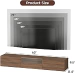 63" Floating TV Stand for TVs up to 75", Fluted Entertainment Center with Remote Control for LED Lights, Wall Mounted Shelf, Mid-Century Modern TV Console w/Glass Door for Living Room (Walnut)