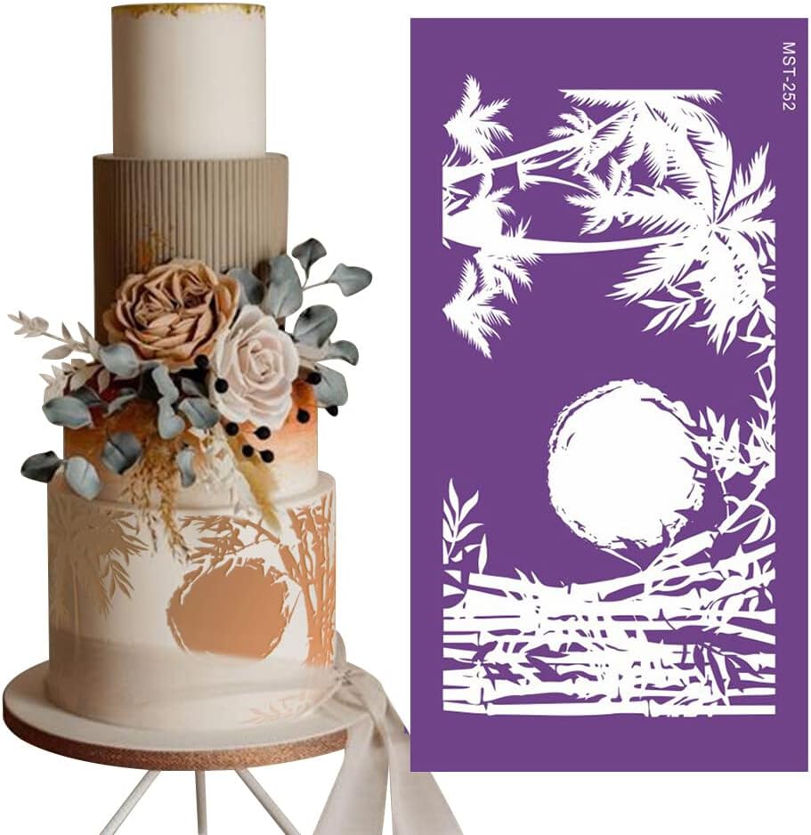 Cake Stencils Decorating Buttercream Bamboo Forest Pattern