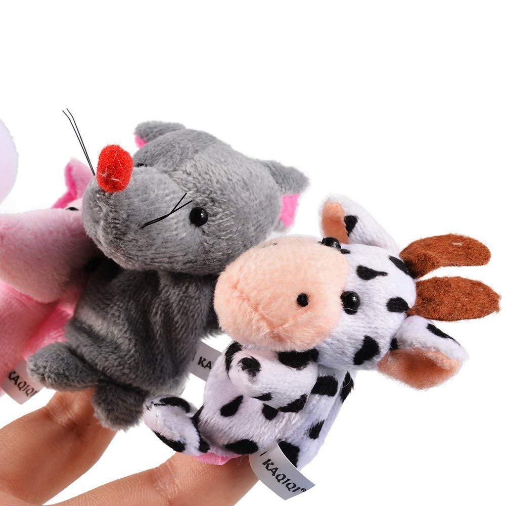 Toyshine 10 Pc Plush Animals Finger Puppet Toys - Mini Plush Figures Toy Assortment for Kids, Soft Hands Finger Puppets Game for Autistic Children, Great Family Parents Talking Story Set 2