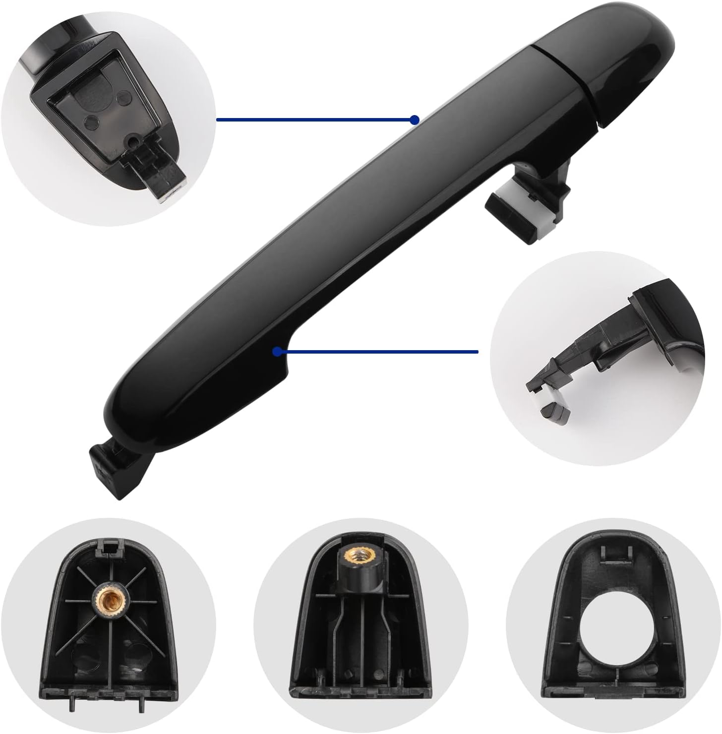 4Pcs Exterior Door Handles for Hyundai Sonata 2005-2010, Front Rear Left Right Driver Passenger Side Replaces ‎82651-3K00, Primed Black