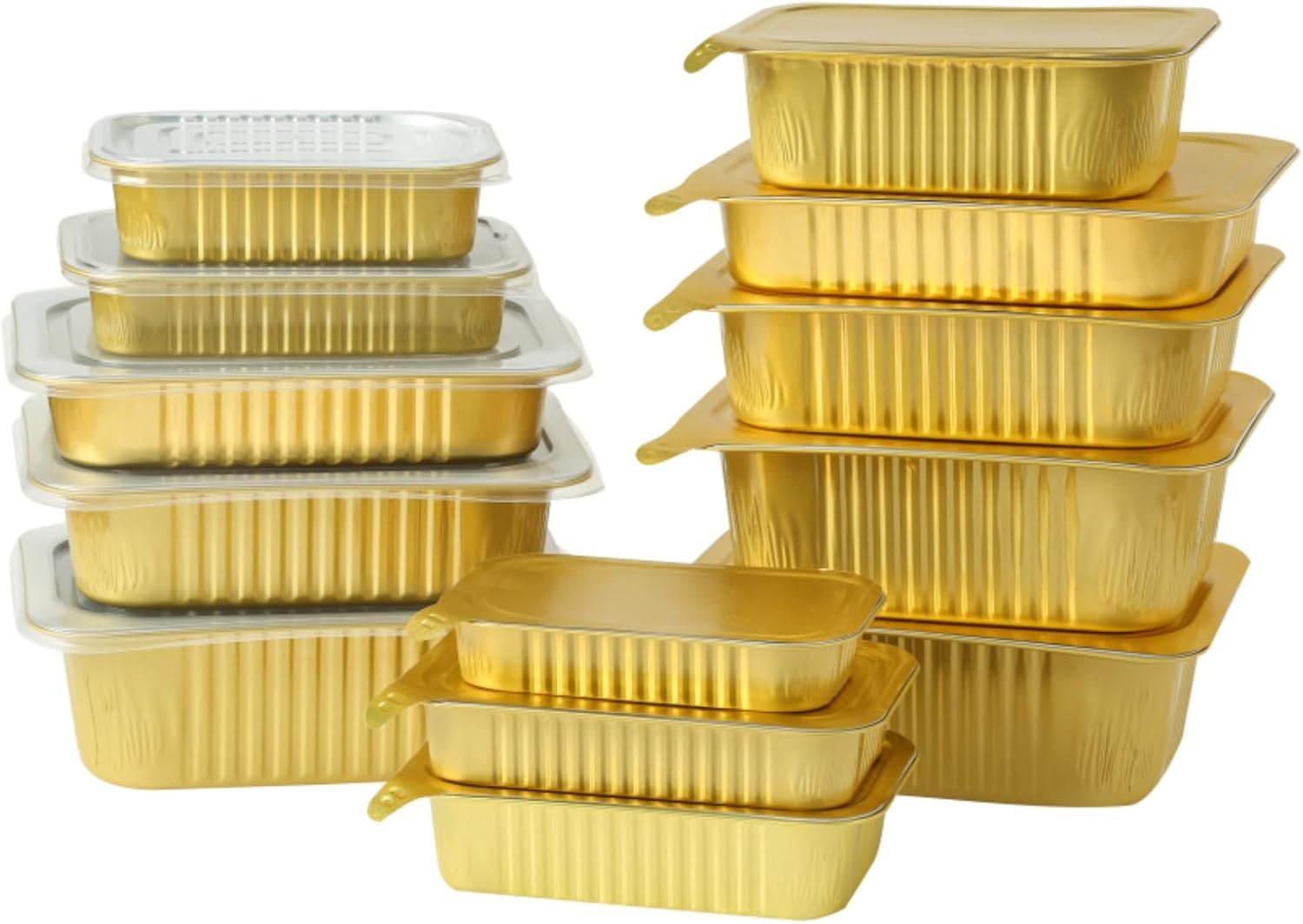 Gold Aluminum Foil Pans (Sample), Heavy-Duty, Commercial Grade, Stackable, Heat-Resistant Food Containers for Baking, Catering, Meal Prep,and Restaurant Supply (Square) - Image 1 of 9