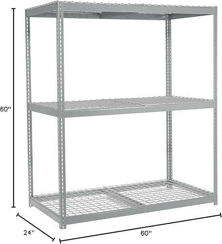 Miniatura 2 de Global Industrial Estante ancho con 3 estantes, cubierta de alambre, capacidad de 1200 libras por nivel, 60 pulgadas de ancho x 24 pulgadas de