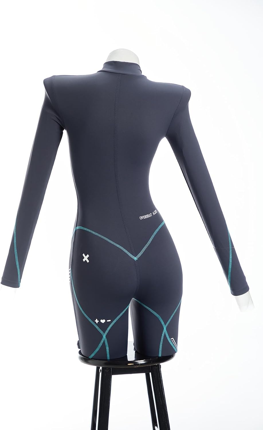 Cosplay.fm Cyberpunk Long Sleeve Bodysuit for Women High Neck Zip Up Jumpsuit One Piece Romper for Cosplay Club Streetwear