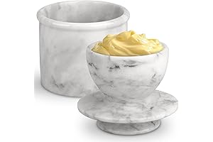 Exquisite Butter Crock with Lid - French Marble Butter Keeper for Spreadable Soft Butter