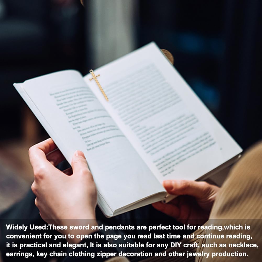 UNICRAFTALE 15pcs Light Gold Bookmark Charm Sword Pendants 201 Stainless Steel Dagger Shape Charms Metal Punk Bracelets Charm for DIY Jewelry Making 45mm Long - Image 6