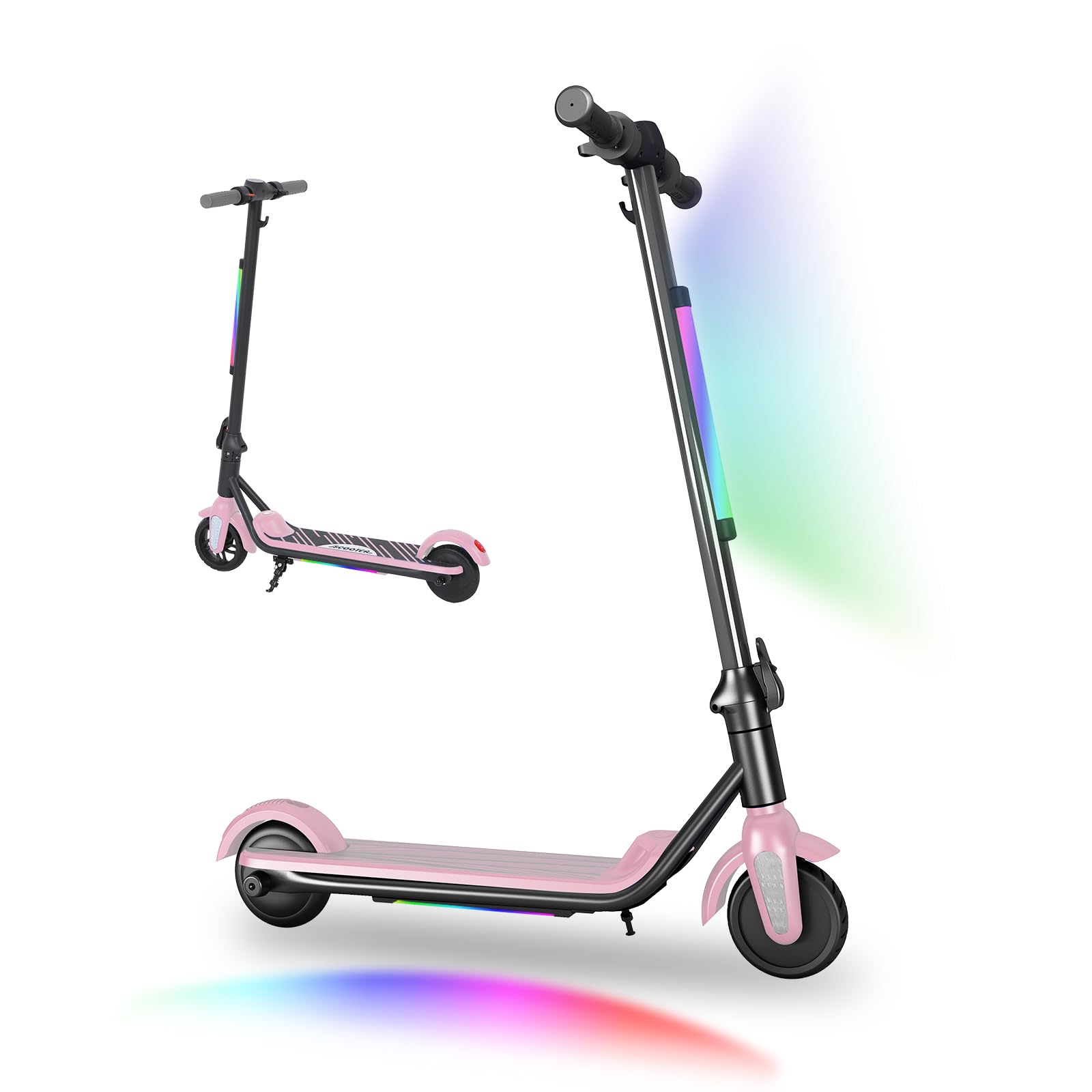 Trottinette électrique pour Enfants 6-12 Ans, 6" Scooter électrique Enfant, Double Vitesse, avec écran LED et néons, Frein électronique et autonomie de 5-8 km