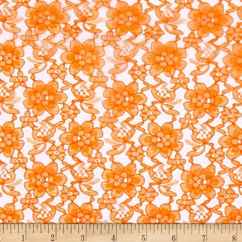 Miniatura 1 de Ben Textiles Raschelle Lace Fabric, Naranja, Tela por yarda