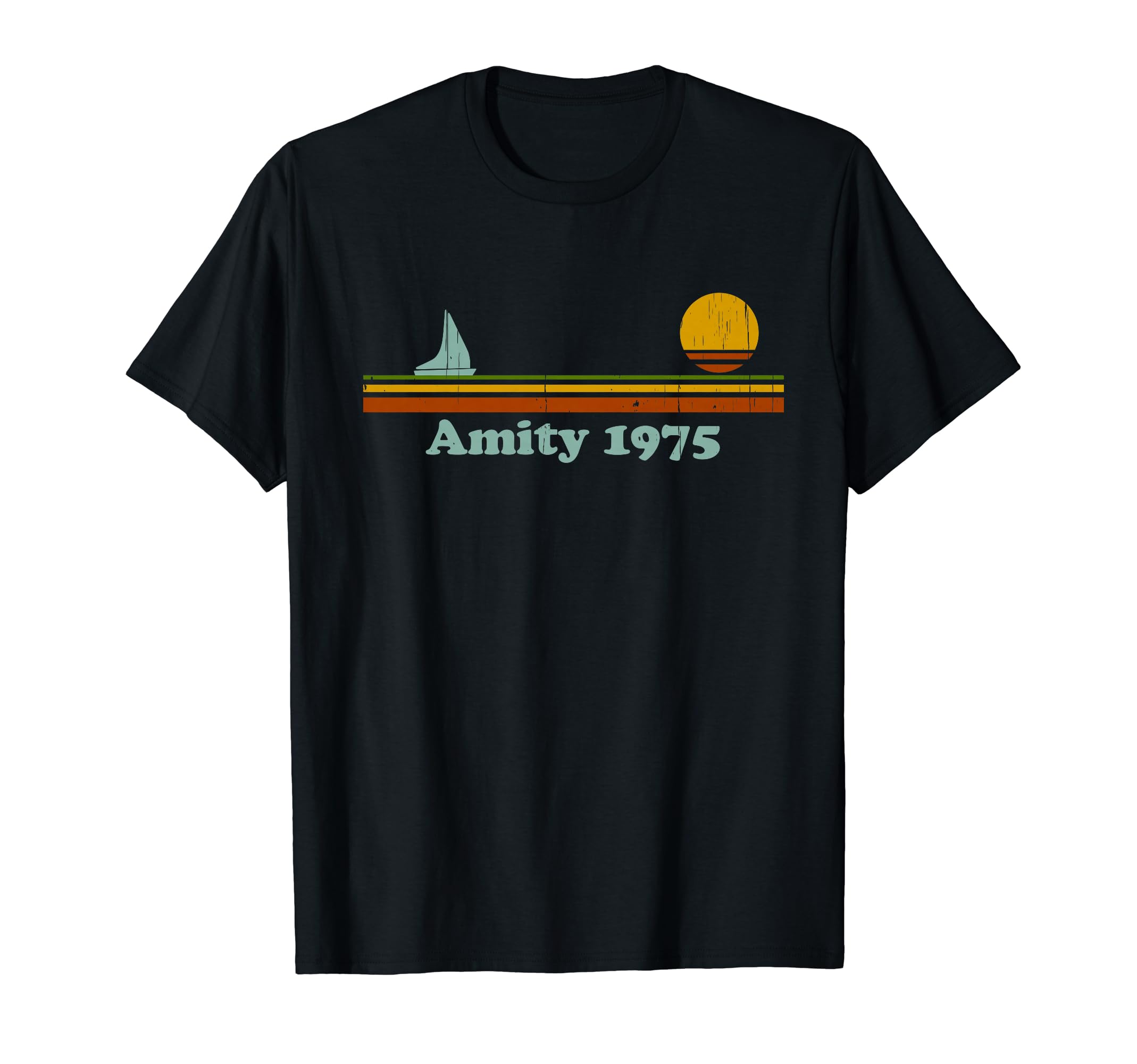 Amity 1975 Sunset Retro - Sailboat Sunrise SummerVintage Amity 1975 Sunset Retro - Sailboat Sunrise Summer T-ShirtOEKO-TEX STANDARD 100