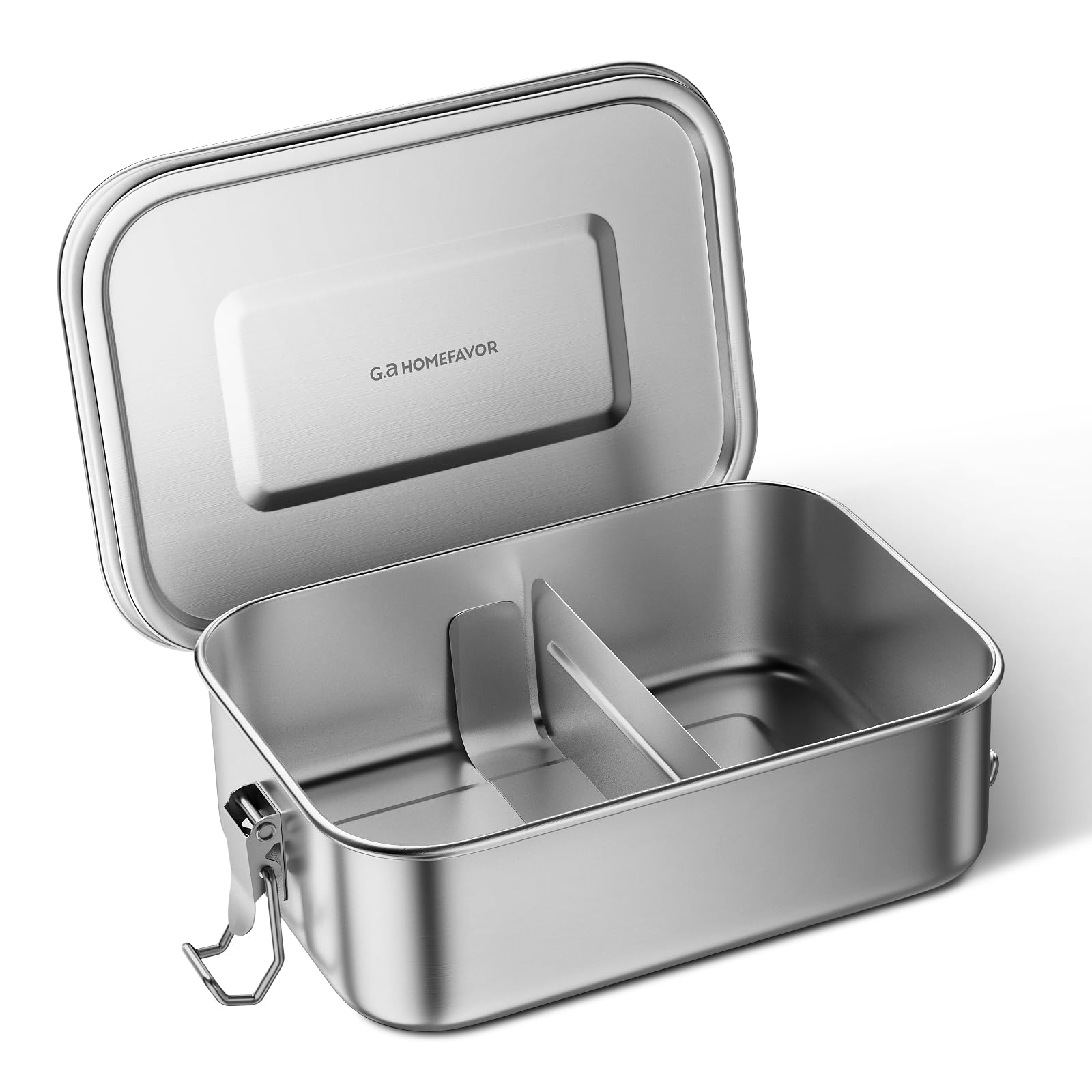 G.a HOMEFAVOR Bento Lunch Box, Stainless Steel Lunch Containers Leakproof with Removable Divider, Metal Lunch Containers, 800 ml, Dishwasher Safe