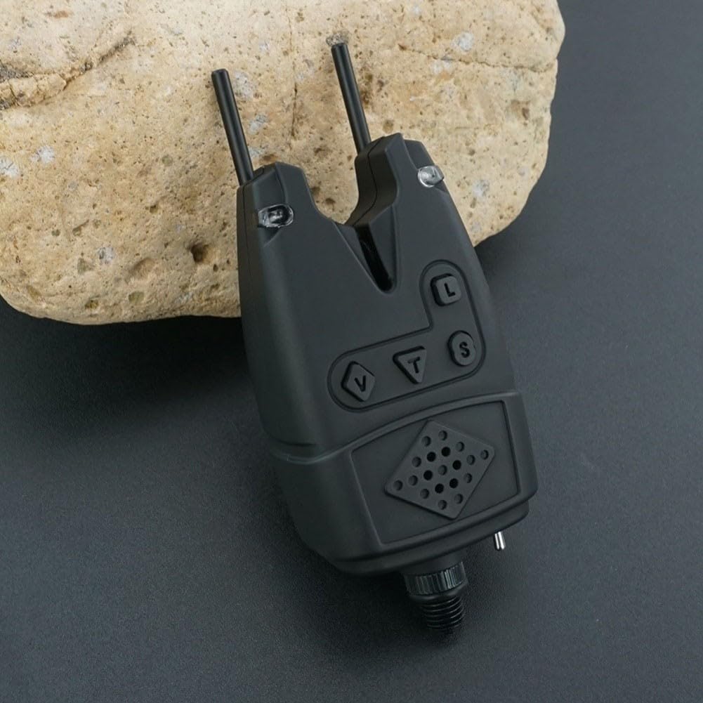 Zeroupshop Alarma de mordida de pesca de carpa con ajuste de tono de volumen ajustable y ajustes de sensibilidad, indicador de luz LED multicolor - negro, para pescadores y pesca al aire libre (2 — view 2