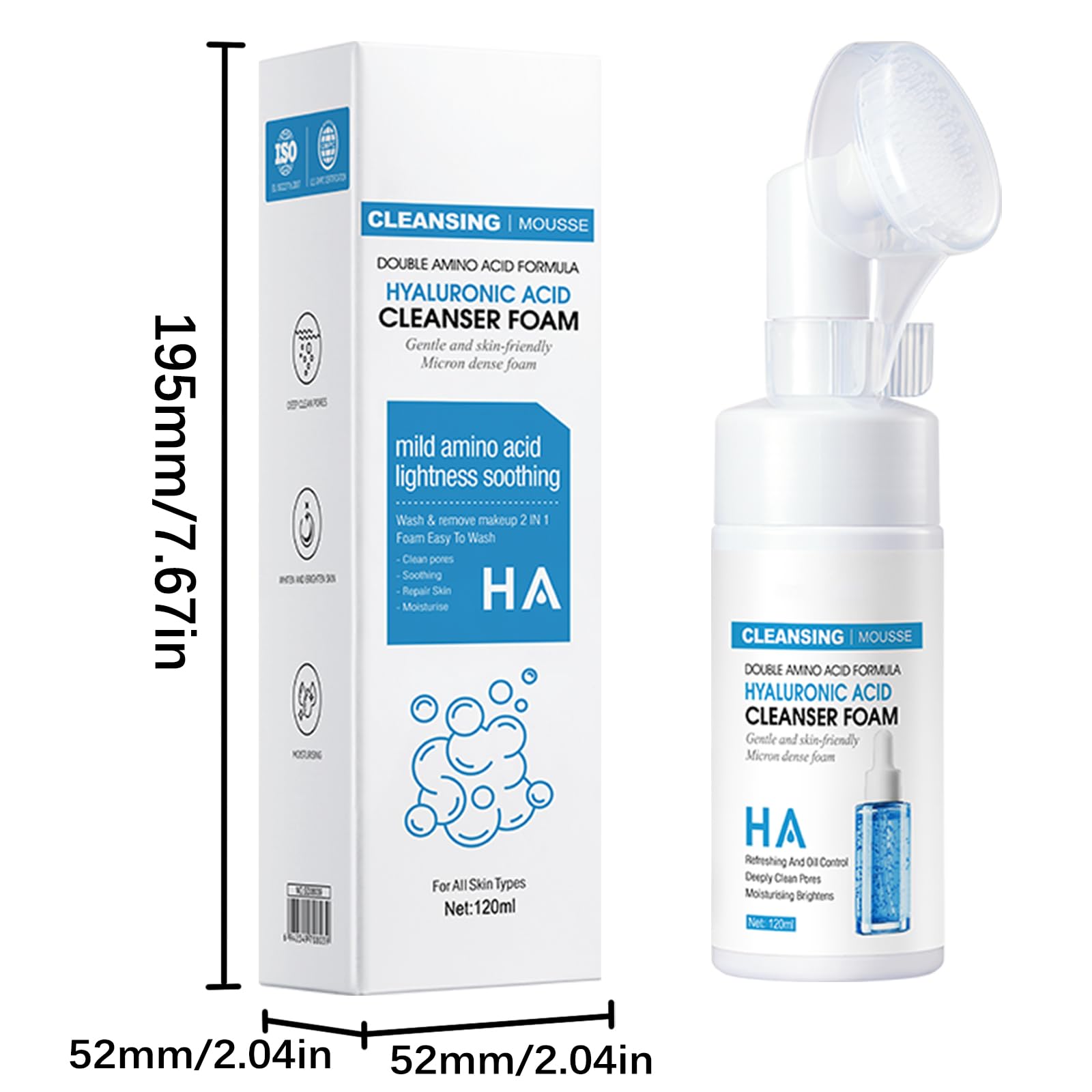 Mousse detergente, schiuma detergente fine organica, cosmetici naturali Schiuma detergente per il viso Schiuma detergente idratante per il viso