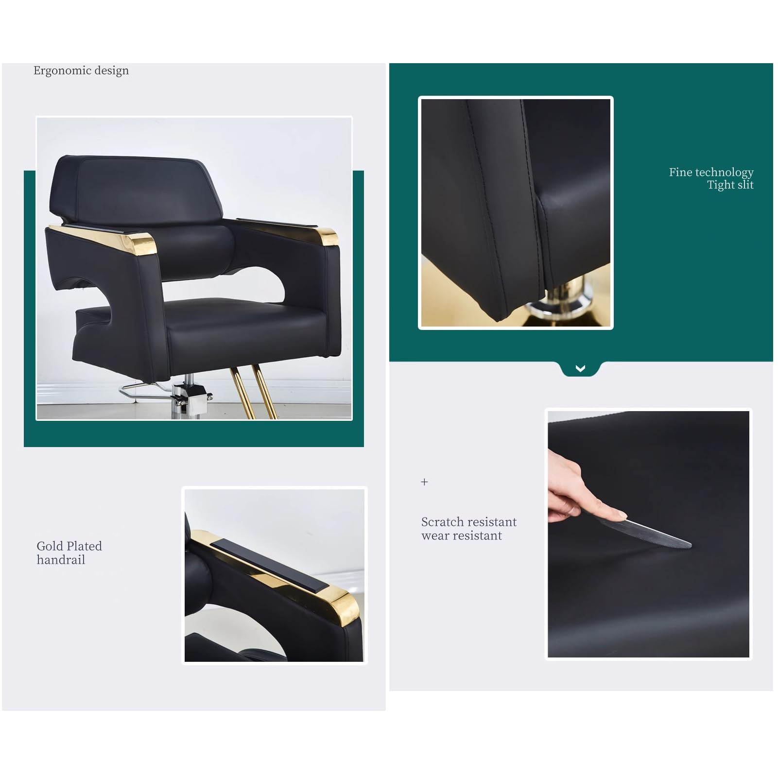 Generic Fotel salonowy, fotel fryzjerski do stylizacji włosów, fotel fryzjerski z hydraulicznym mechanizmem regulacji wysokości, obrotowy o 360°, wyposażenie salonu kosmetycznego,A,round