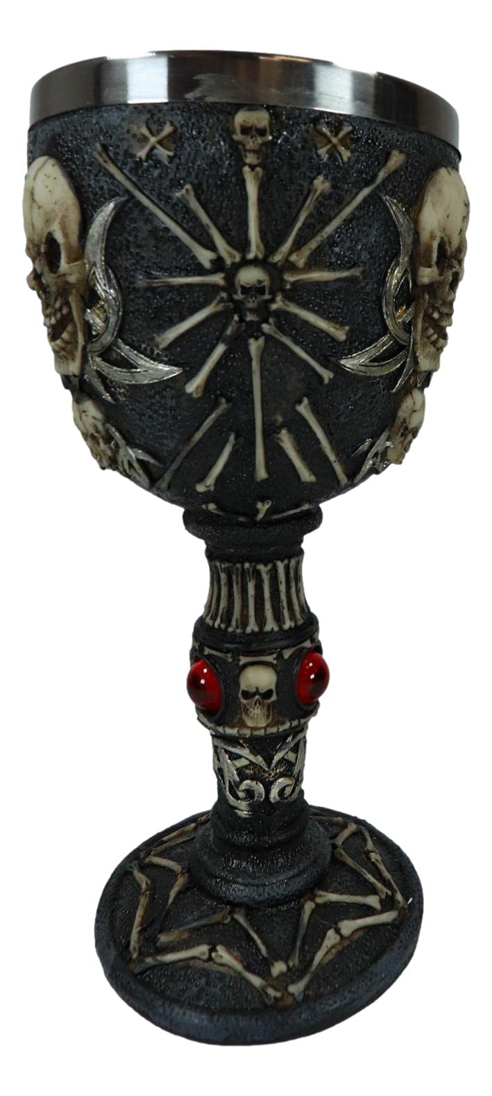 Ebros Gift Pirate Star Boneyard Ossuary Skull Sacrifice Wine Goblet Drink Chalice Cup Figurine 6oz