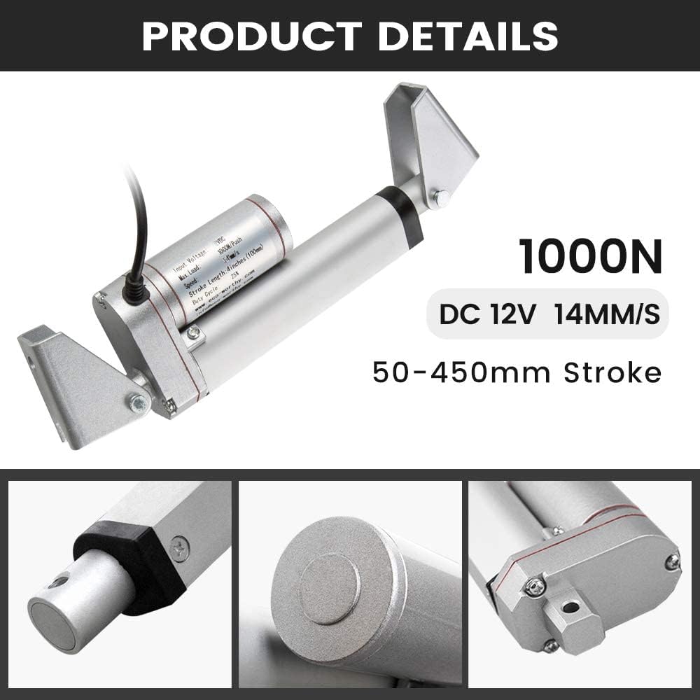 DCHOUSE 1000N 250mm Hub Linearantrieb DC 12V Motor Lineartechnik Aktuatoren