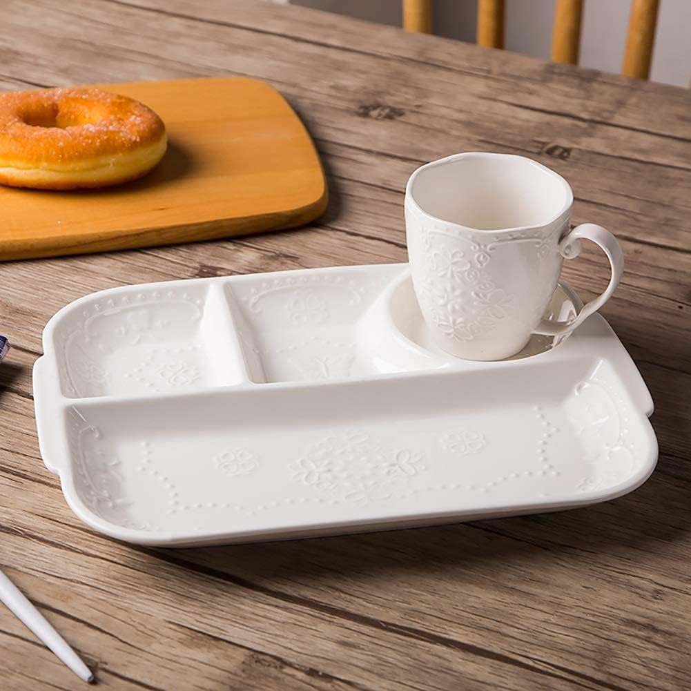 食器セット 耐久性のある磁器の分割プレート ボウル マグカップ 前菜 デザート皿 食器洗い機で安全なダイニング (Color : W