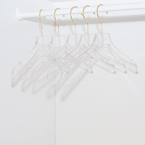 Miniatura 4 de HomeCube USA Clear Acrylic Dress Hangers with Gold Hooks - Heavy Duty 17" Shirt Hanger for Closet - Elegant Wedding Dress Hanger and Durable Closet