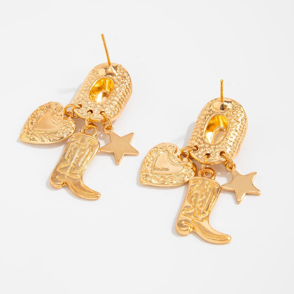 Cowgirl Earrings for Women Western Gold Cowboy Boot Hat Drop Dangle Earrings Vintage Western Jewelry for Women Country Concert Outfits Boho Jewelry - Image 3