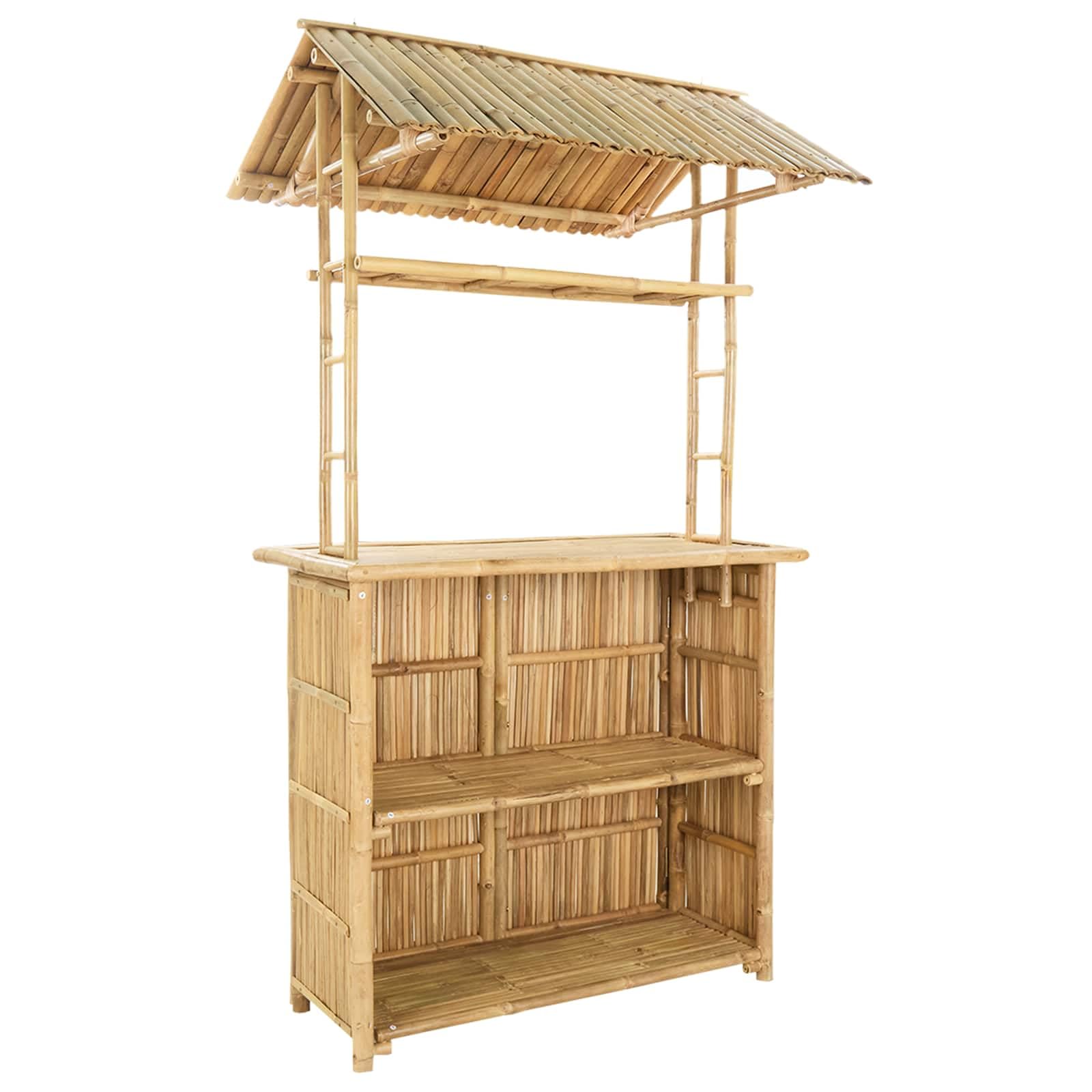 vidaXL Outdoor Bartisch Natur 115 x 95 x 214 cm Bambus, Stylischer Bar-Tisch, robust für Sommerpartys, Gartenfest, umweltfreundliches Design, minimalistisch und chic